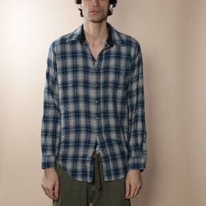 Vintage Boulevard For Tall Man Plaid Button Down Long Sleeve Shirt Blue Black L